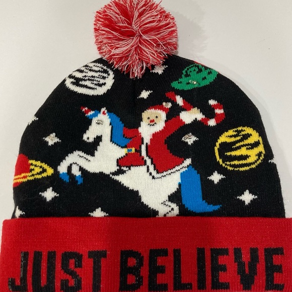 Just Believe Unicorn Santa Galaxy Aliens Stockinf Cap glove set - OS - lights up - Picture 6 of 11